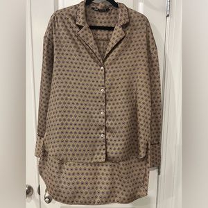 Zara Purple and Gold Patterned Blouse